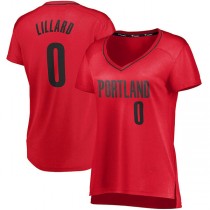 P.Trail Blazers #0 Damian Lillard Fanatics Branded Women's Fast Break Player Jersey Statement Edition Red Stitched American Basketball Jersey