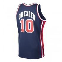 P.Trail Blazers #10 Clyde Drexler Basketball Mitchell & Ness Home 1992 Dream Team Authentic Jersey Navy Stitched American Basketball Jersey
