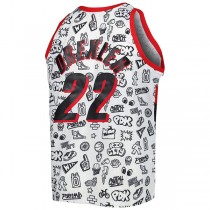 P.Trail Blazers #22 Clyde Drexler Mitchell & Ness 1991-92 Hardwood Classics Doodle Swingman Player Jersey White Stitched American Basketball Jersey