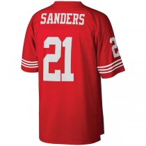 SF.49ers #21 Deion Sanders Mitchell & Ness Scarlet Legacy Replica Jersey Stitched American Football Jerseys