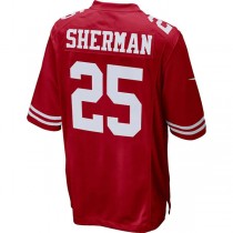 SF.49ers #25 Richard Sherman Scarlet Game Player Jersey Stitched American Football Jerseys