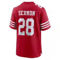 SF.49ers #28 Trey Sermon carlet Player Game Jersey Stitched American Football Jerseys