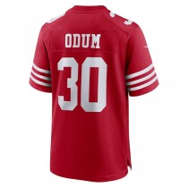 SF.49ers #30 George Odum Scarlet Game Player Jersey Stitched American Football Jerseys