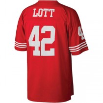 SF.49ers #42 Ronnie Lott Mitchell & Ness Scarlet Legacy Replica Jersey Stitched American Football Jerseys