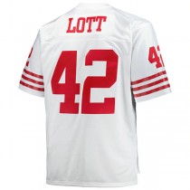 SF.49ers #42 Ronnie Lott Mitchell & Ness White Big & Tall 1990 Retired Player Replica Jersey Stitched American Football Jerseys