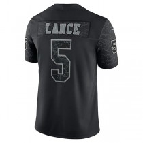SF.49ers #5 Trey Lance Black RFLCTV Limited Jersey Stitched American Football Jersey