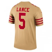 SF.49ers #5 Trey Lance Gold Inverted Legend Jersey Stitched American Football Jersey