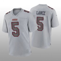 SF.49ers #5 Trey Lance Gray Atmosphere Game Jersey Stitched American Football Jersey