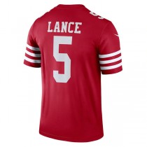 SF.49ers #5 Trey Lance Scarlet Legend Jersey Stitched American Football Jerseys