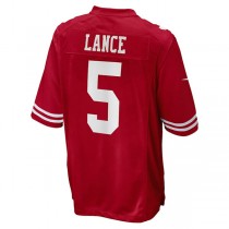 SF.49ers #5 Trey Lance Scarlet Player Game Jersey Stitched American Football Jerseys