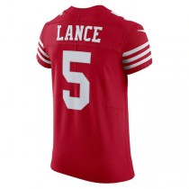 SF.49ers #5 Trey Lance Scarlet Vapor Elite Jersey Stitched American Football Jerseys