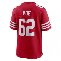 SF.49ers #62 Jason Poe Scarlet Game Player Jersey Stitched American Football Jerseys
