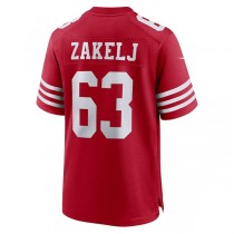 SF.49ers #63 Nick Zakelj Scarlet Game Player Jersey Stitched American Football Jerseys