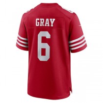 SF.49ers #6 Danny Gray Scarlet Game Player Jersey Stitched American Football Jerseys