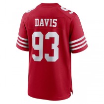 SF.49ers #93 Kalia Davis Scarlet Game Player Jersey Stitched American Football Jerseys