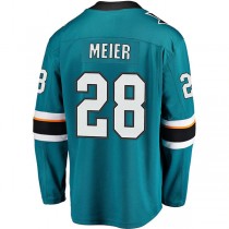 SJ.Sharks #28 Timo Meier Fanatics Branded Home Premier Breakaway Player Jersey Teal Stitched American Hockey Jerseys