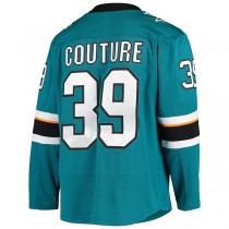 SJ.Sharks #39 Logan Couture Fanatics Branded Home Alternate Captain Premier Breakaway Player Jersey Teal Stitched American Hockey Jerseys