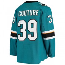 SJ.Sharks #39 Logan Couture Home Authentic Alternate Captain Player Jersey Teal Stitched American Hockey Jerseys