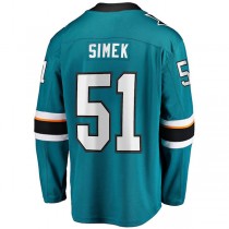 SJ.Sharks #51 Radim Simek Fanatics Branded Home Breakaway Player Jersey Teal Stitched American Hockey Jerseys