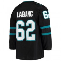 SJ.Sharks #62 Kevin Labanc Alternate Authentic Jersey Black Stitched American Hockey Jerseys