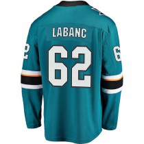 SJ.Sharks #62 Kevin Labanc Fanatics Branded Breakaway Jersey Teal Stitched American Hockey Jerseys
