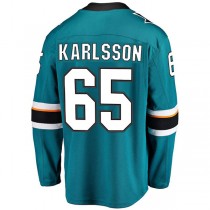 SJ.Sharks #65 Erik Karlsson Fanatics Branded 2021-22 Home Premier Breakaway Player Jersey Teal Stitched American Hockey Jerseys
