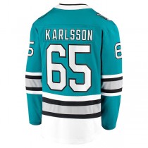 SJ.Sharks #65 Erik Karlsson Fanatics Branded 30th Anniversary Premier Breakaway Player Jersey Teal Stitched American Hockey Jerseys