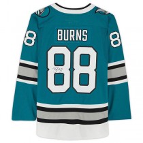 SJ.Sharks #88 Brent Burns Fanatics Authentic Autographed 30th Anniversary Season Authentic Jersey Teal Stitched American Hockey Jerseys