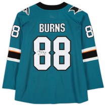 SJ.Sharks #88 Brent Burns Fanatics Authentic Autographed Teal Stitched American Hockey Jerseys