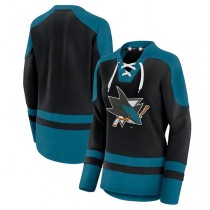 SJ.Sharks Fanatics Branded Net Gain Fleece V-Neck Pullover Sweatshirt Black Stitched American Hockey Jerseys