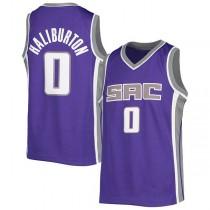 S.Kings #0 Tyrese Haliburton Diamond Swingman Jersey Icon Edition Purple Stitched American Basketball Jersey