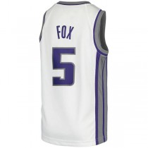 S.Kings #5 De'Aaron Fox Swingman Jersey Association Edition White Stitched American Basketball Jersey