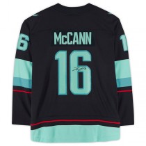 S.Kraken #16 Jared McCann Fanatics Authenti Autographed Breakaway Jersey with Inaugural Season Jersey Patch Blue Stitched American Hockey Jerseys