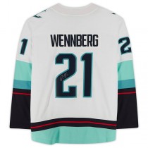 S.Kraken #21 Alex Wennberg Fanatics Authenti Autographed Fanatics Breakaway Jersey White Stitched American Hockey Jerseys