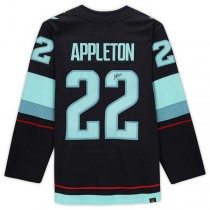 S.Kraken #22 Mason Appleton Fanatics Authentic Autographed with Inaugural Season Jersey Patch Blue Stitched American Hockey Jerseys