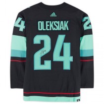 S.Kraken #24 Jamie Oleksiak Fanatics Authentic Autographed with Inaugural Season Jersey Patch Blue Stitched American Hockey Jerseys