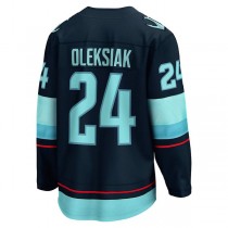 S.Kraken #24 Jamie Oleksiak Fanatics Branded Home Breakaway Player Jersey Blue Stitched American Hockey Jerseys