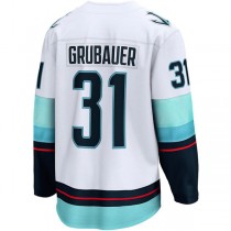 S.Kraken #31 Philipp Grubauer Fanatics Branded Away Premier Breakaway Player Jersey White Stitched American Hockey Jerseys