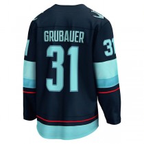 S.Kraken #31 Philipp Grubauer Fanatics Branded Home Premier Breakaway Player Jersey Blue Stitched American Hockey Jerseys