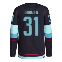 S.Kraken #31 Philipp Grubauer Primegreen Authentic Pro Home Player Jersey Blue Stitched American Hockey Jerseys
