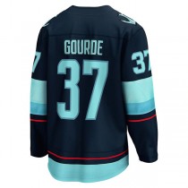 S.Kraken #37 Yanni Gourde Fanatics Branded Home Premier Breakaway Player Jersey Blue Stitched American Hockey Jerseys