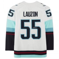 S.Kraken #55 Jeremy Lauzon Fanatics Authentic Autographed White with Inaugural Season Jersey Patch Stitched American Hockey Jerseys