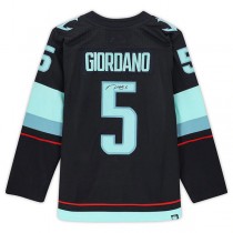 S.Kraken #5 Mark Giordano Fanatics Authentic Autographed with Inaugural Season Jersey Patch Blue Stitched American Hockey Jerseys