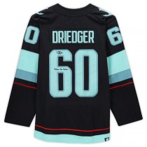 S.Kraken #60 Chris Driedger Fanatics Authentic Autographed with Inaugural Season Jersey Patch with Release the Kraken Inscription Blue Stitched American Hockey Jerseys