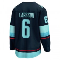 S.Kraken #6 Adam Larsson Fanatics Branded Home Breakaway Player Jersey Deep Sea Blue Stitched American Hockey Jerseys