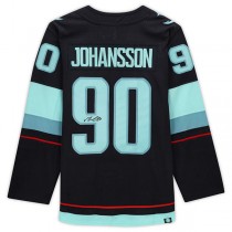 S.Kraken #90 Marcus Johansson Fanatics Authentic Autographed with Inaugural Season Jersey Patch Blue Stitched American Hockey Jerseys