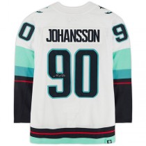 S.Kraken #90 Marcus Johansson Fanatics Authentic Autographed with Inaugural Season Jersey Patch White Stitched American Hockey Jerseys