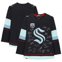 S.Kraken Fanatics Authentic Multi-Signed with Inaugural Season Jersey Patch with 25 Signatures Edition of 50 Blue Stitched American Hockey Jerseys