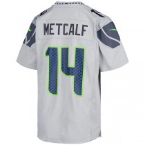 S.Seahawks #14 DK Metcalf Gray Game Jersey Stitched American Football Jerseys