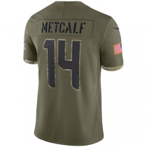 S.Seahawks #14 DK Metcalf Olive 2022 Salute To Service Limited Jersey Stitched American Football Jerseys